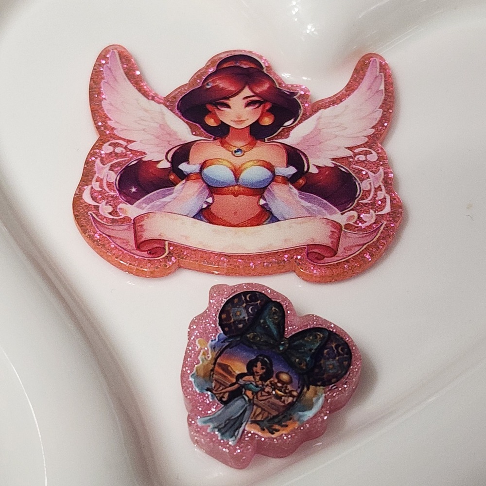 Princess Flatback Focal Bead Badge Keychain Bag Clip Flats Beads Wings Crafts
